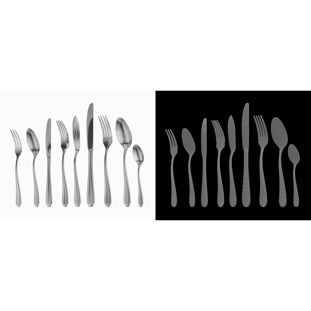 Generic Cutlery 3D Model – Photo-Realistic Collection, Game-Ready Formats - View 10