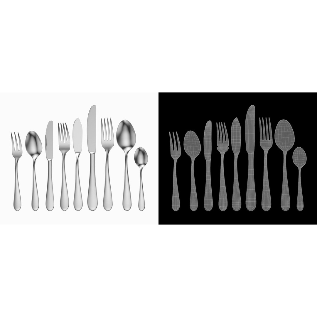 Generic Cutlery 3D Model – Photo-Realistic Collection, Game-Ready Formats - View 11