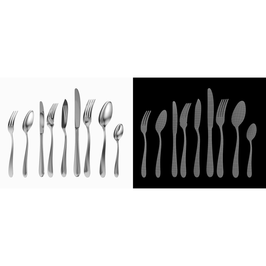 Generic Cutlery 3D Model – Photo-Realistic Collection, Game-Ready Formats - View 6