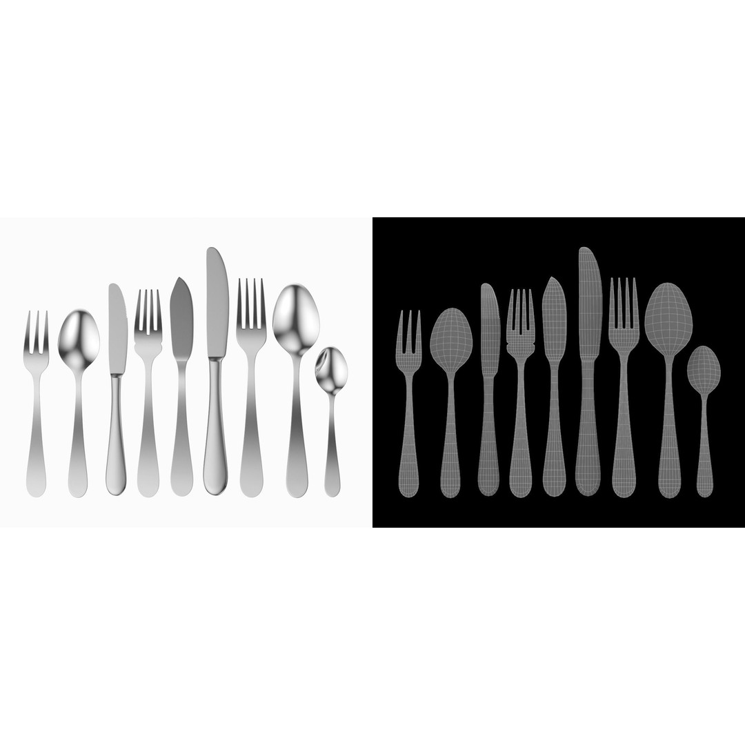 Generic Cutlery 3D Model – Photo-Realistic Collection, Game-Ready Formats - View 7