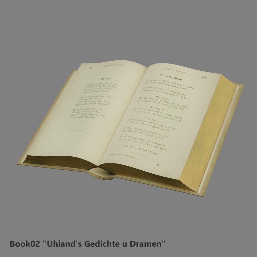 Ancient Books 3D Model – Low Poly Closed & Opened Versions, FBX, OBJ - View 10