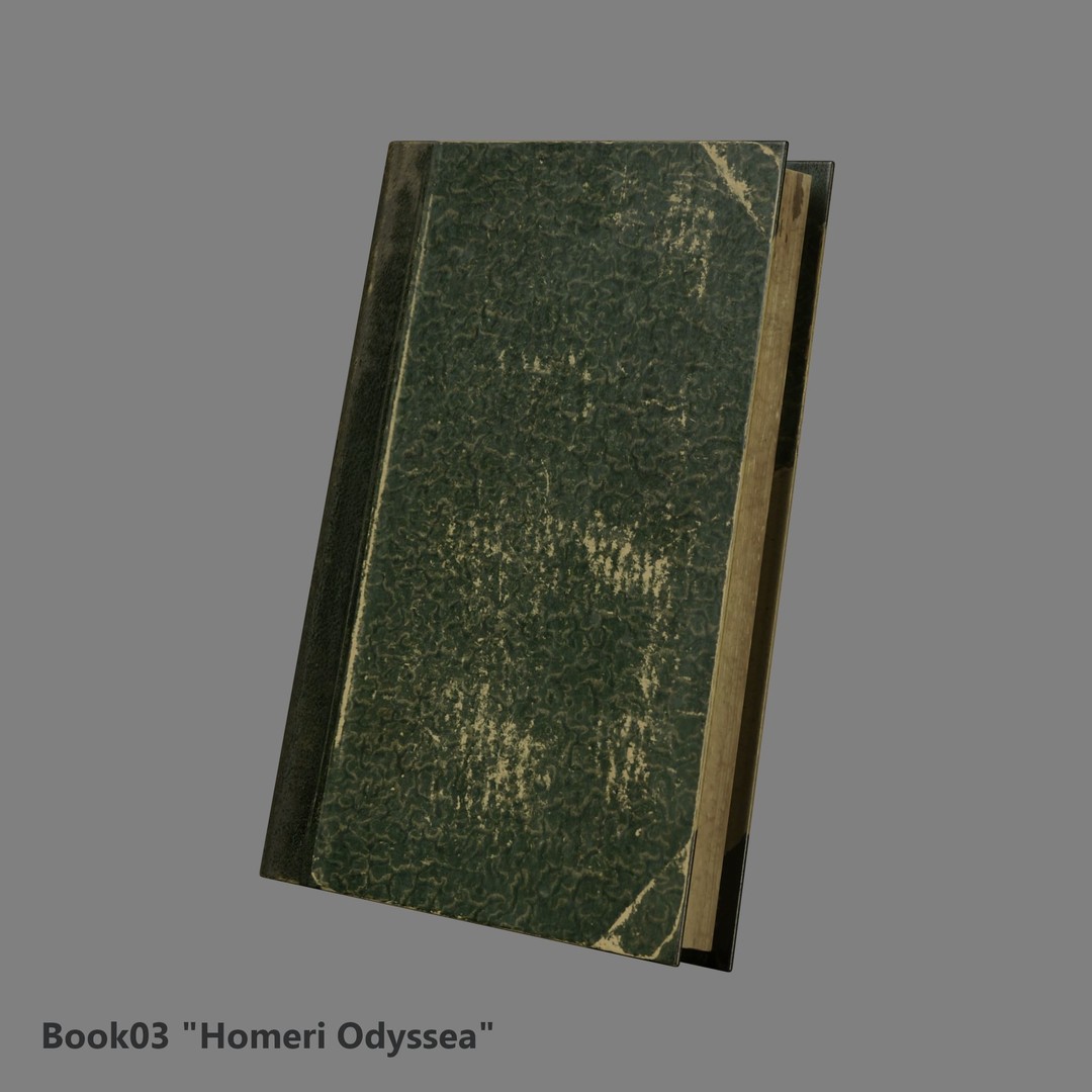 Ancient Books 3D Model – Low Poly Closed & Opened Versions, FBX, OBJ - View 11