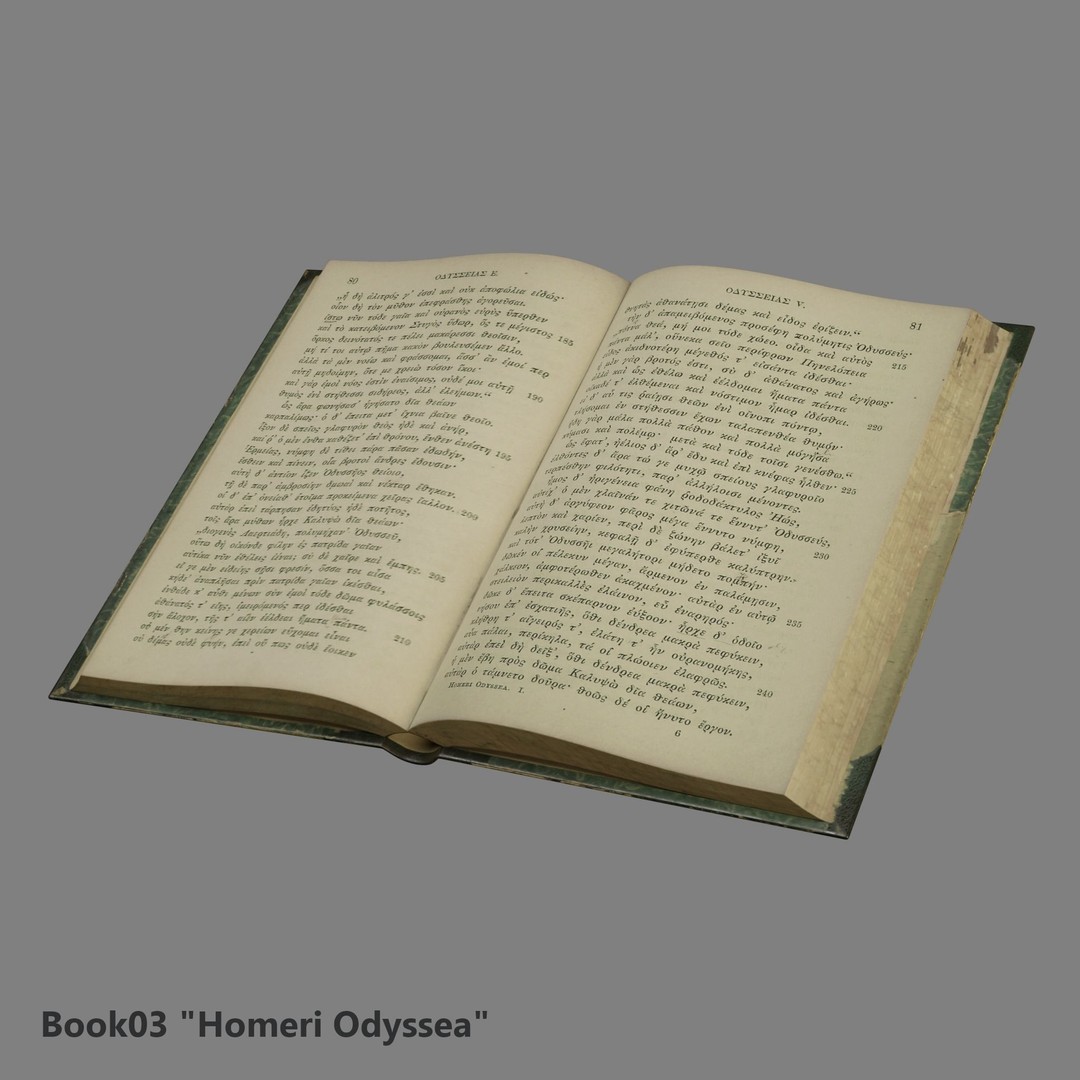 Ancient Books 3D Model – Low Poly Closed & Opened Versions, FBX, OBJ - View 13
