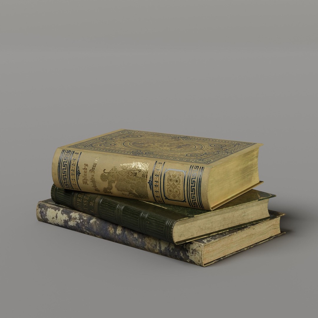Ancient Books 3D Model – Low Poly Closed & Opened Versions, FBX, OBJ - View 14
