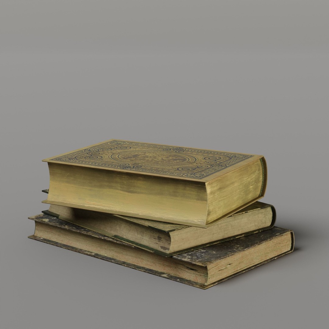 Ancient Books 3D Model – Low Poly Closed & Opened Versions, FBX, OBJ - View 15