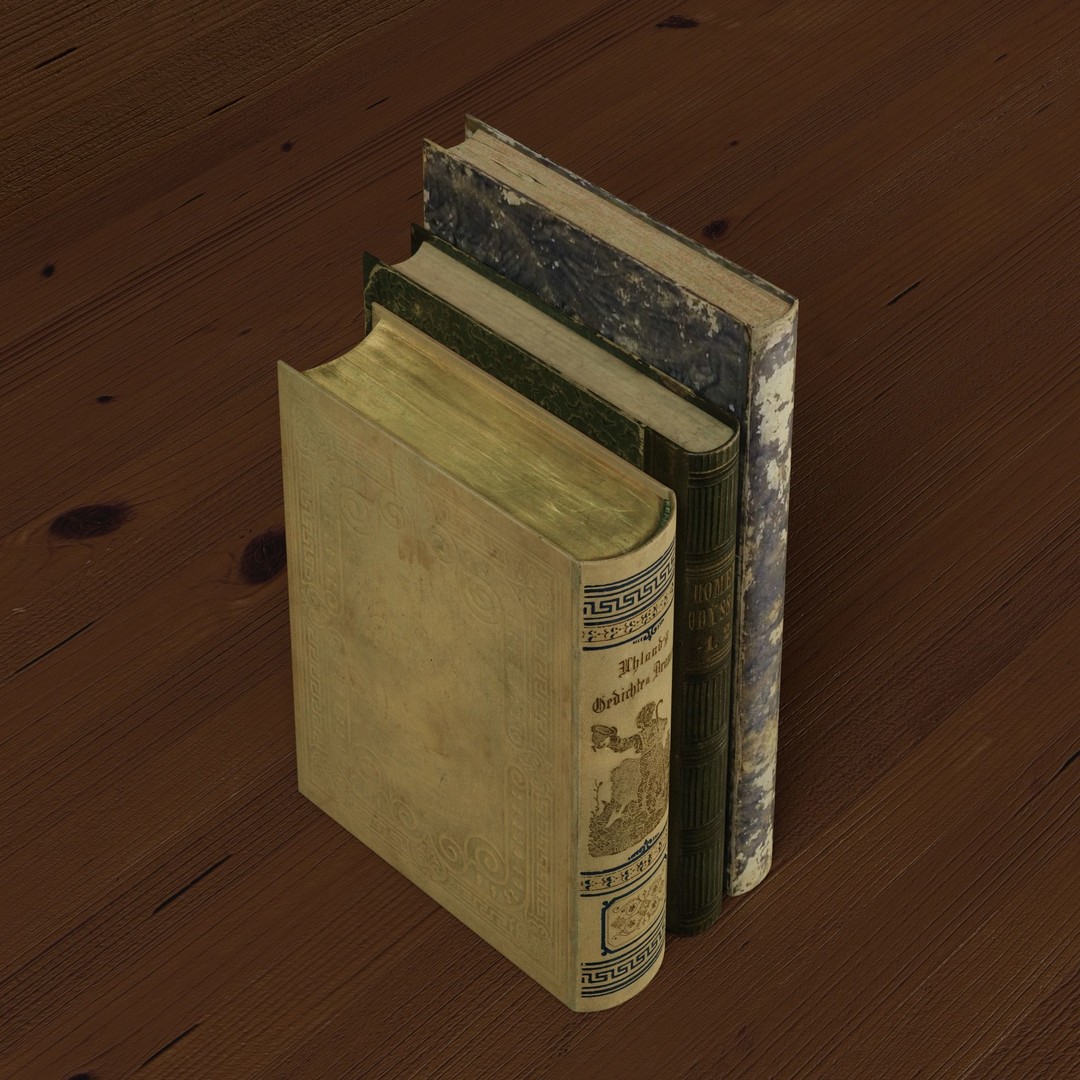Ancient Books 3D Model – Low Poly Closed & Opened Versions, FBX, OBJ - View 16