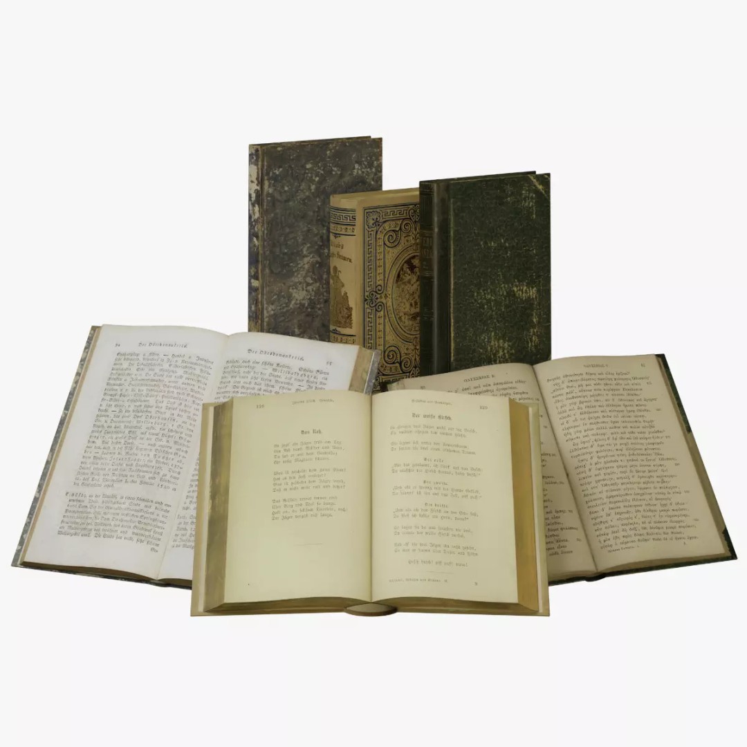 Ancient Books 3D Model – Low Poly Closed & Opened Versions, FBX, OBJ - View 2