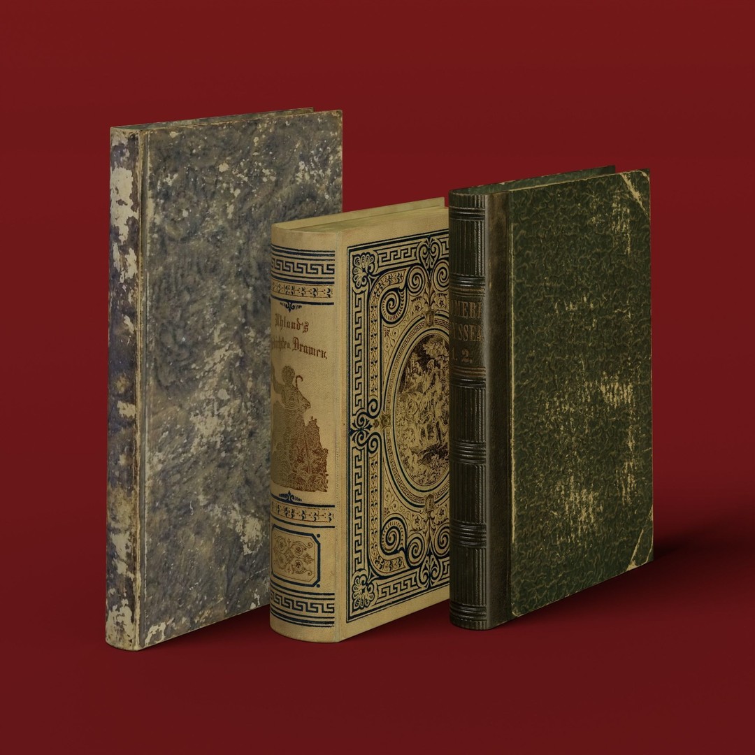 Ancient Books 3D Model – Low Poly Closed & Opened Versions, FBX, OBJ - View 4