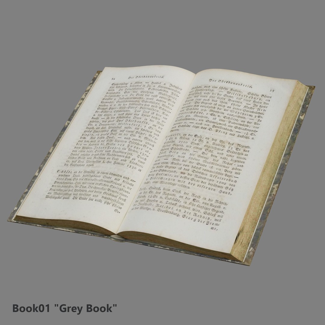 Ancient Books 3D Model – Low Poly Closed & Opened Versions, FBX, OBJ - View 7