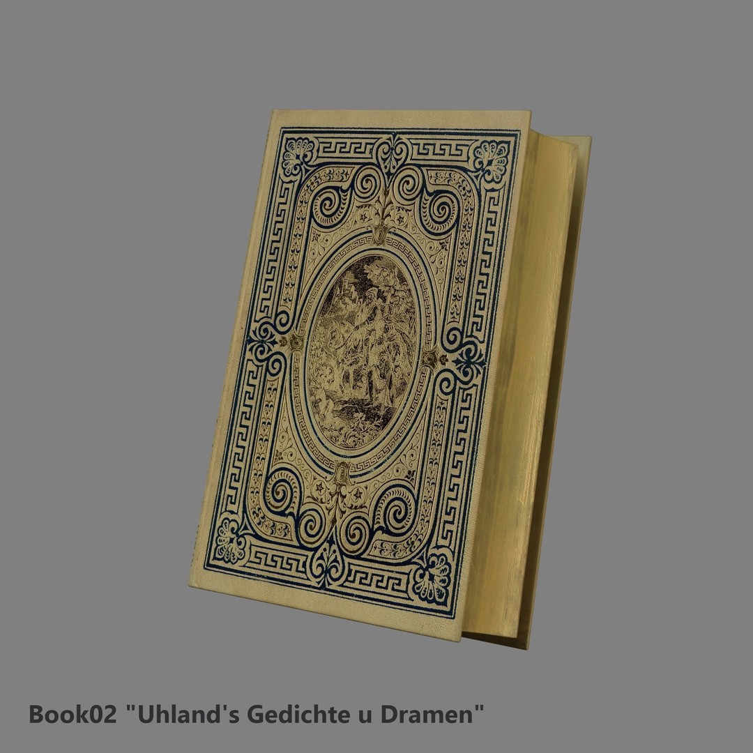 Ancient Books 3D Model – Low Poly Closed & Opened Versions, FBX, OBJ - View 8