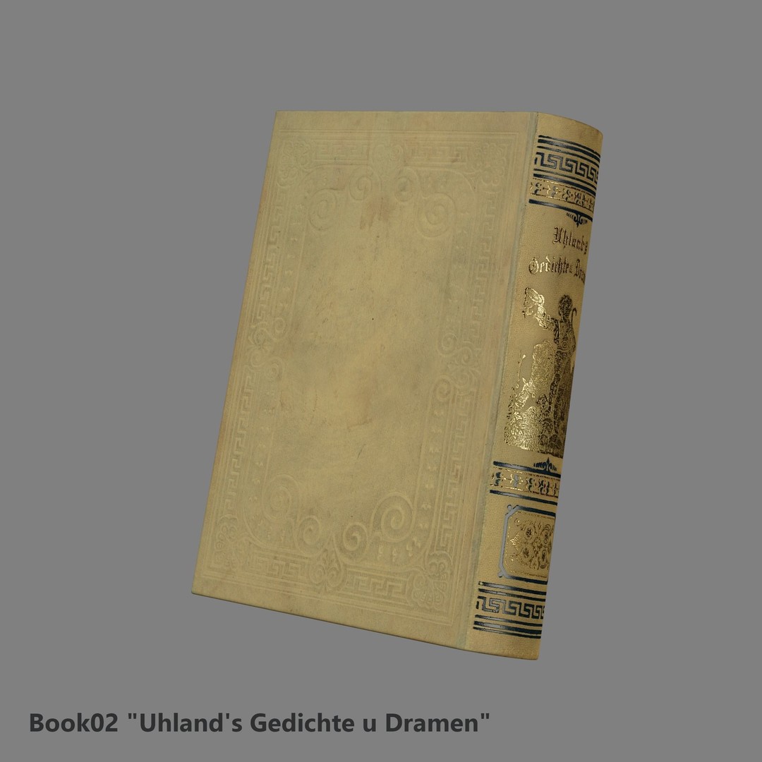 Ancient Books 3D Model – Low Poly Closed & Opened Versions, FBX, OBJ - View 9