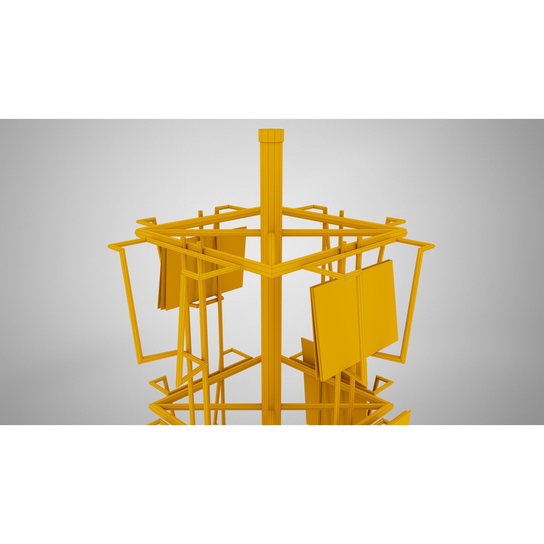Metal Postcard Display 3D Model – Retro Low-Poly Rack, FBX/OBJ - View 13