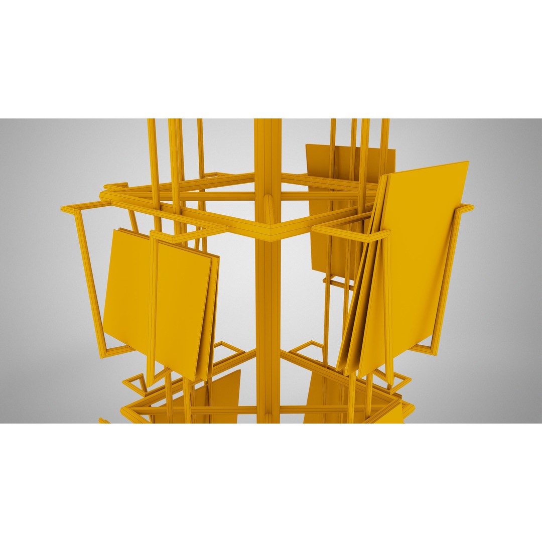 Metal Postcard Display 3D Model – Retro Low-Poly Rack, FBX/OBJ - View 14