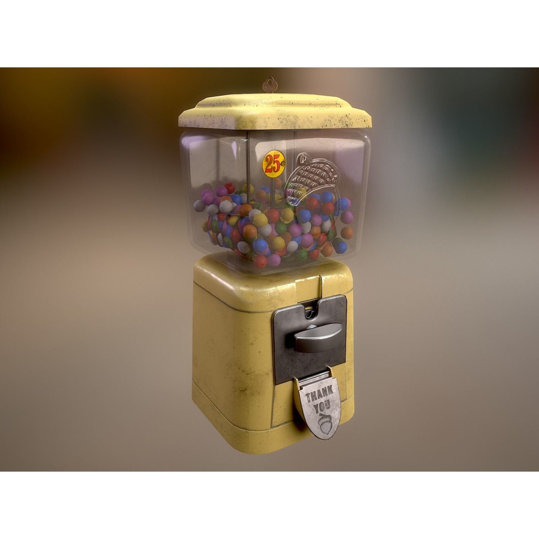 Vintage Gumball Machine 3D Model – Low Poly Game-Ready PBR Asset, FBX - View 10
