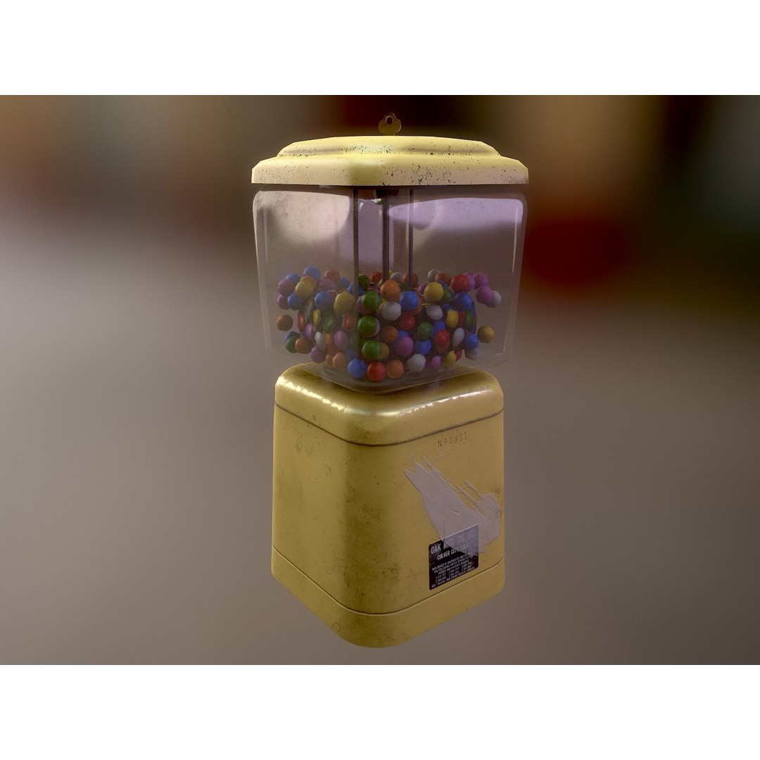 Vintage Gumball Machine 3D Model – Low Poly Game-Ready PBR Asset, FBX - View 11