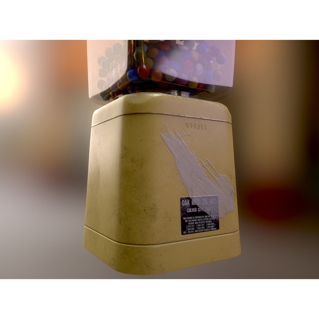 Vintage Gumball Machine 3D Model – Low Poly Game-Ready PBR Asset, FBX - View 12