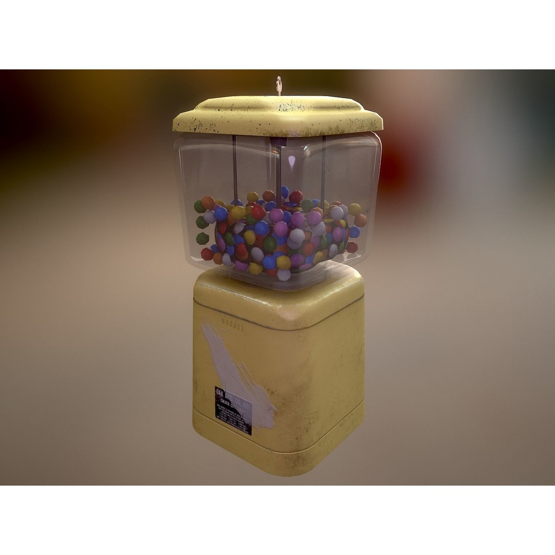 Vintage Gumball Machine 3D Model – Low Poly Game-Ready PBR Asset, FBX - View 13