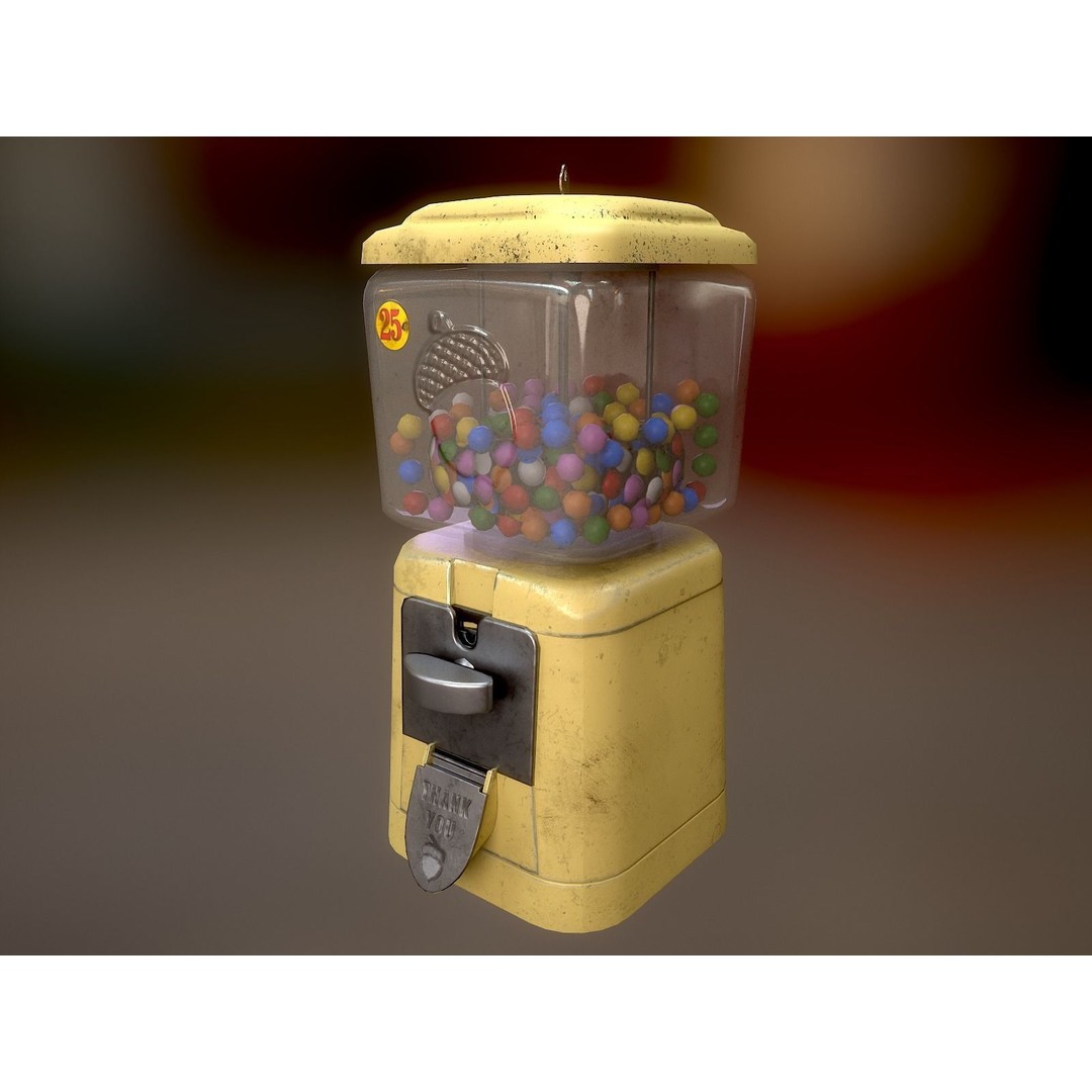 Vintage Gumball Machine 3D Model – Low Poly Game-Ready PBR Asset, FBX - View 14