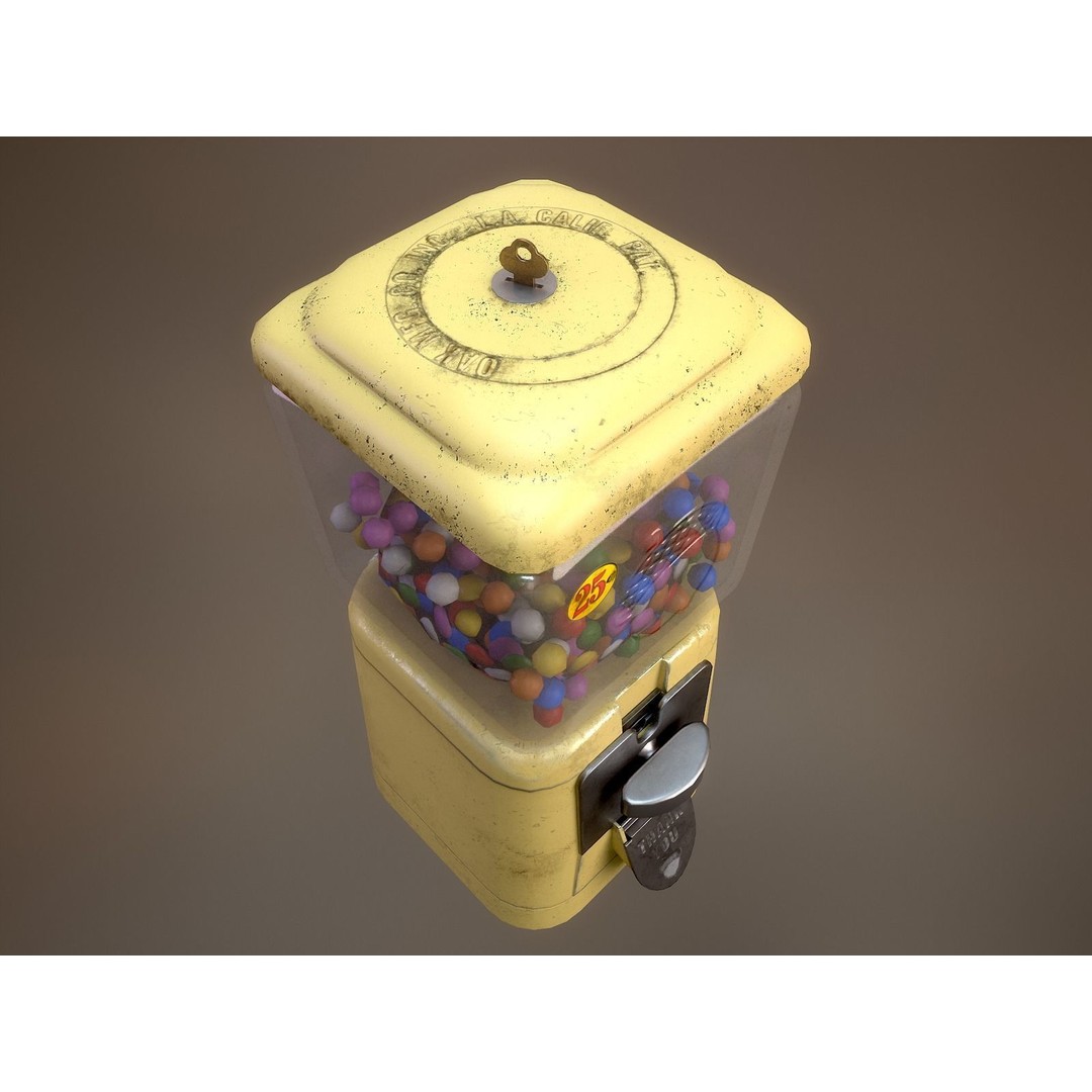 Vintage Gumball Machine 3D Model – Low Poly Game-Ready PBR Asset, FBX - View 15