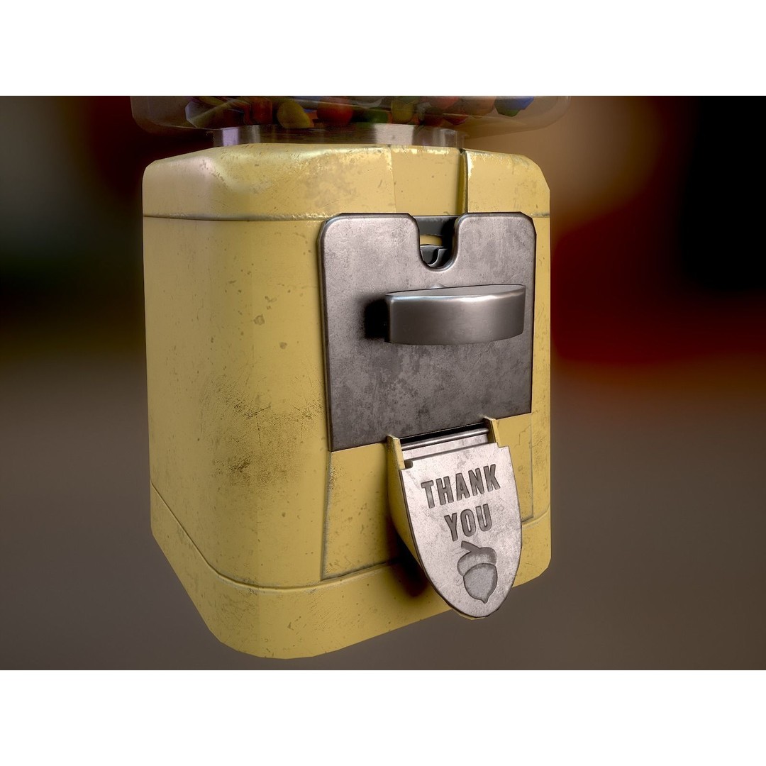 Vintage Gumball Machine 3D Model – Low Poly Game-Ready PBR Asset, FBX - View 17