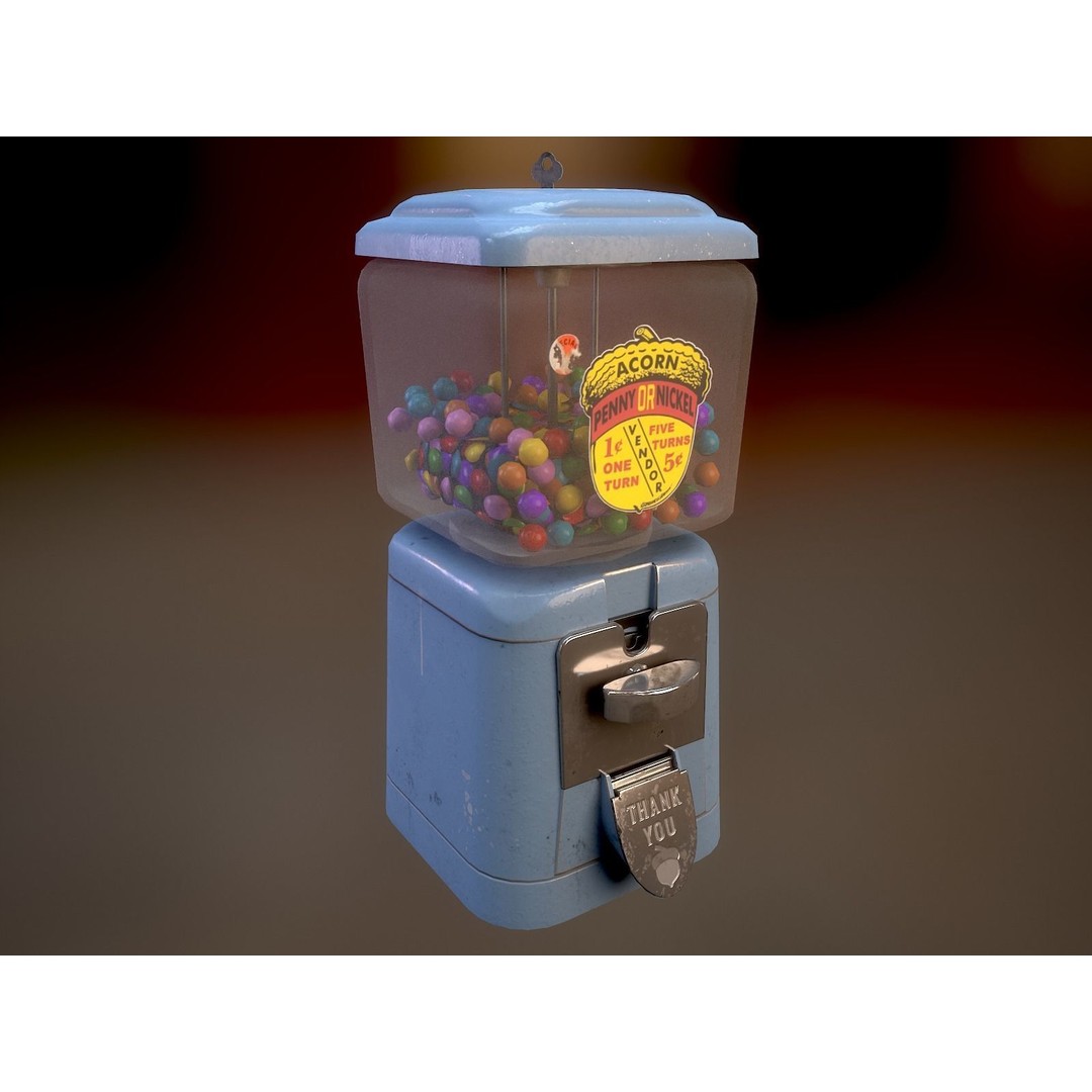 Vintage Gumball Machine 3D Model – Low Poly Game-Ready PBR Asset, FBX - View 19