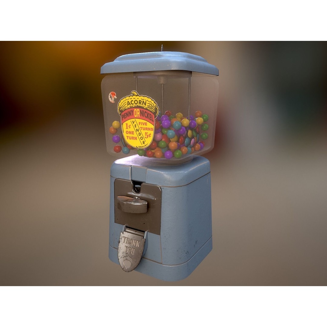 Vintage Gumball Machine 3D Model – Low Poly Game-Ready PBR Asset, FBX - View 21