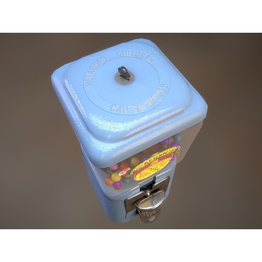 Vintage Gumball Machine 3D Model – Low Poly Game-Ready PBR Asset, FBX - View 22