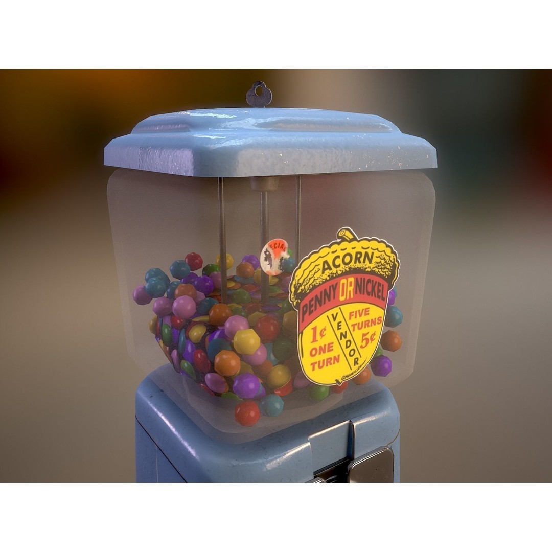 Vintage Gumball Machine 3D Model – Low Poly Game-Ready PBR Asset, FBX - View 23