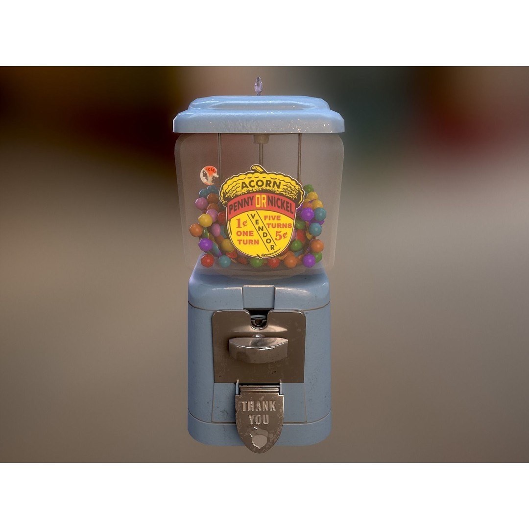 Vintage Gumball Machine 3D Model – Low Poly Game-Ready PBR Asset, FBX - View 24