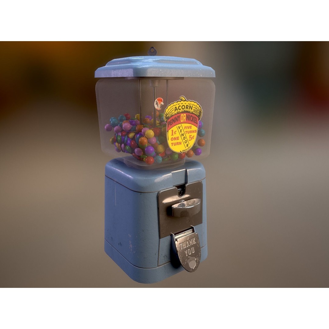 Vintage Gumball Machine 3D Model – Low Poly Game-Ready PBR Asset, FBX - View 25