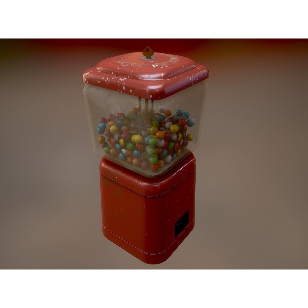 Vintage Gumball Machine 3D Model – Low Poly Game-Ready PBR Asset, FBX - View 9
