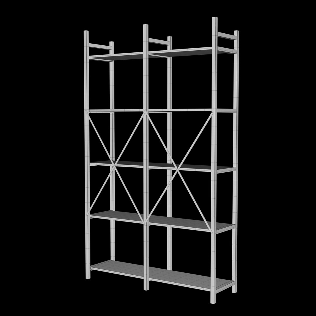Rustic Bookcase 3D Model – Farmhouse Style, PBR Textures, FBX