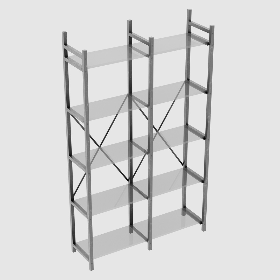 Rustic Bookcase 3D Model – Farmhouse Style, PBR Textures, FBX - View 11