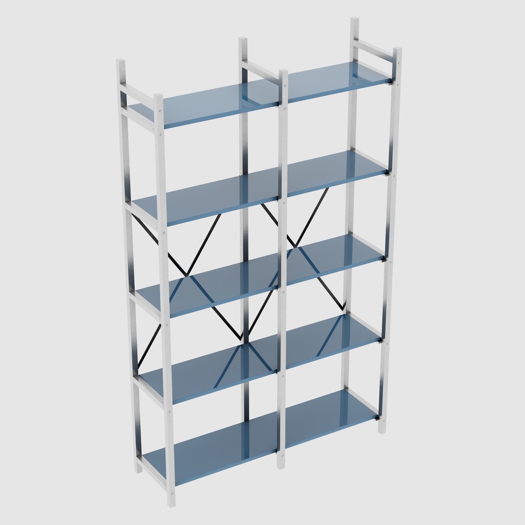 Rustic Bookcase 3D Model – Farmhouse Style, PBR Textures, FBX - View 12