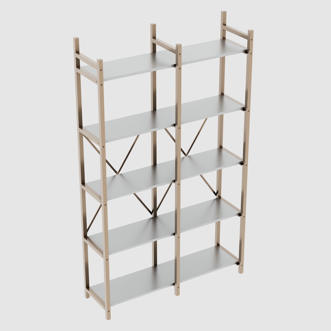 Rustic Bookcase 3D Model – Farmhouse Style, PBR Textures, FBX - View 20