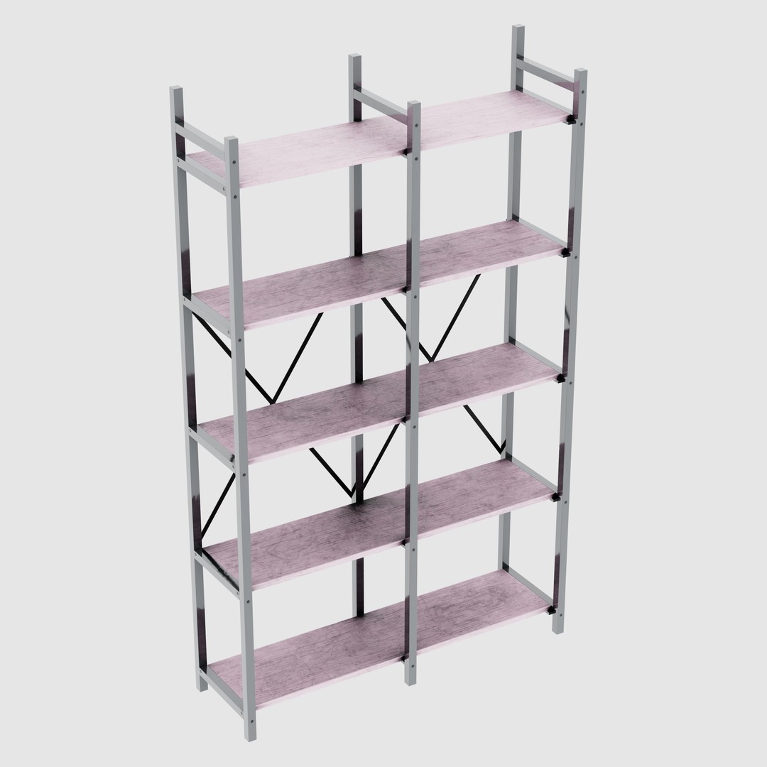 Rustic Bookcase 3D Model – Farmhouse Style, PBR Textures, FBX - View 21