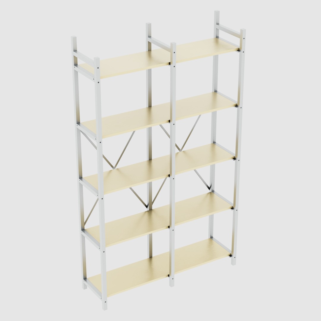 Rustic Bookcase 3D Model – Farmhouse Style, PBR Textures, FBX - View 6