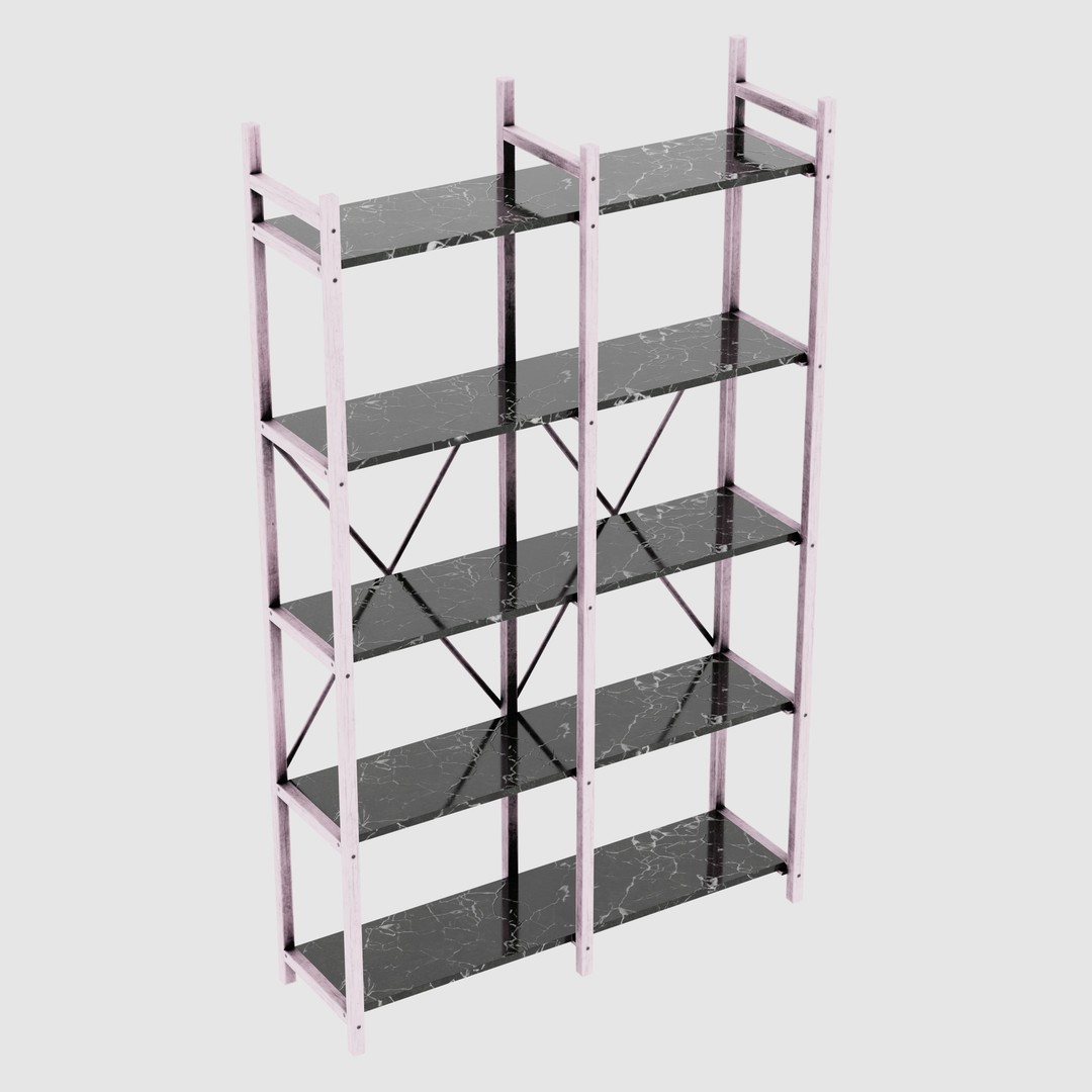 Rustic Bookcase 3D Model – Farmhouse Style, PBR Textures, FBX - View 9
