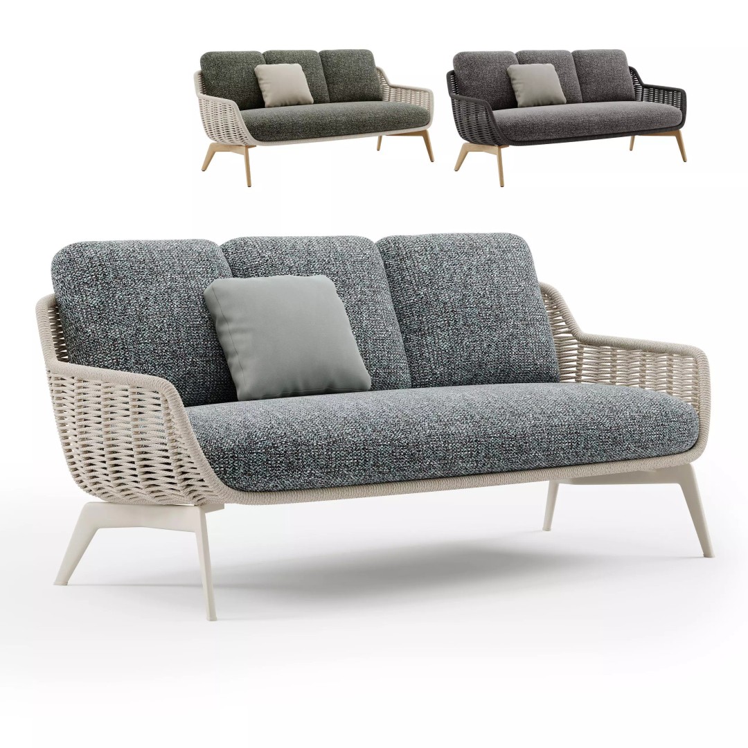 Belt Cord Sofa 3D Model – Woven Outdoor Furniture, FBX - View 2