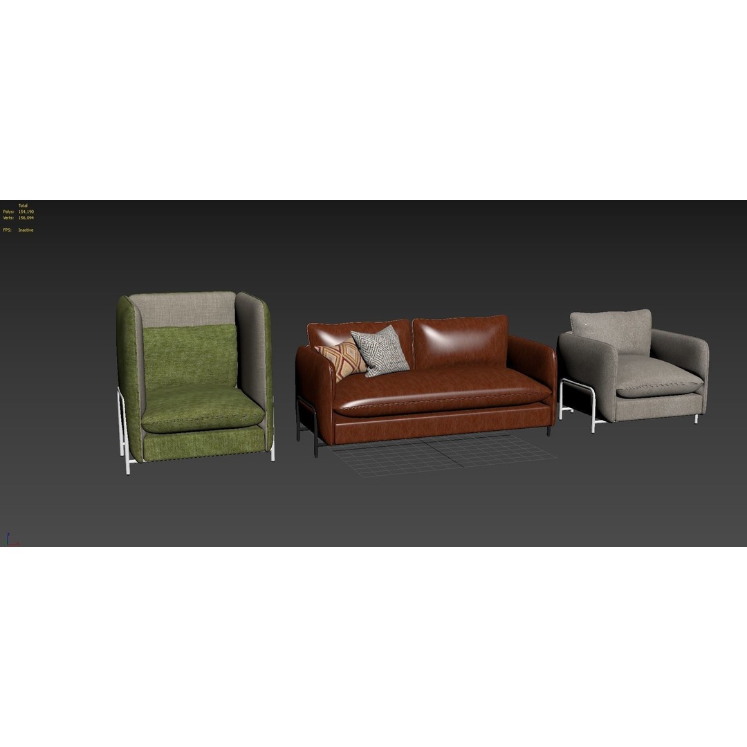 Koskela Jacob Armchair 3D Model – High Poly Sofa with PBR Textures, FBX - View 10