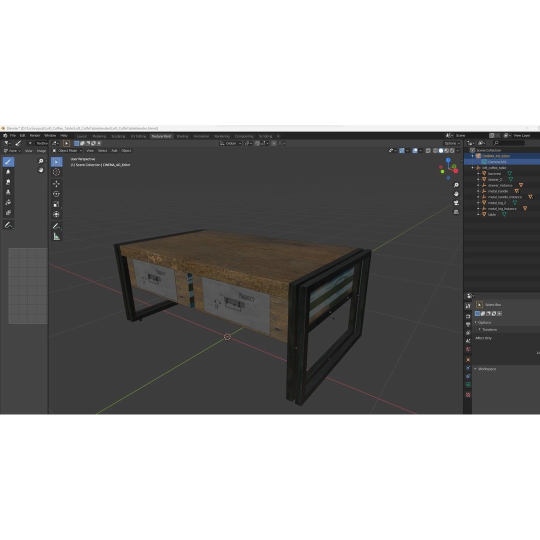 Loft Coffee Table 3D Model – Low Poly Furniture Asset, FBX, Blender