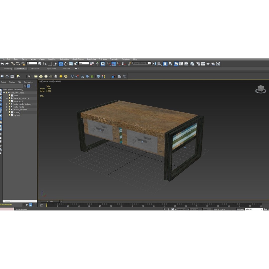 Loft Coffee Table 3D Model – Low Poly Furniture Asset, FBX, Blender - View 15
