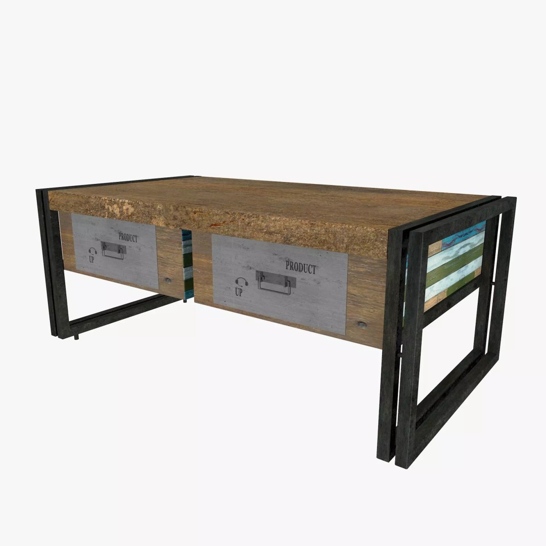 Loft Coffee Table 3D Model – Low Poly Furniture Asset, FBX, Blender - View 2