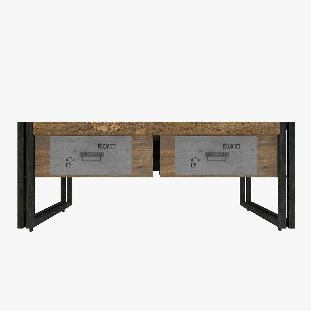 Loft Coffee Table 3D Model – Low Poly Furniture Asset, FBX, Blender - View 3