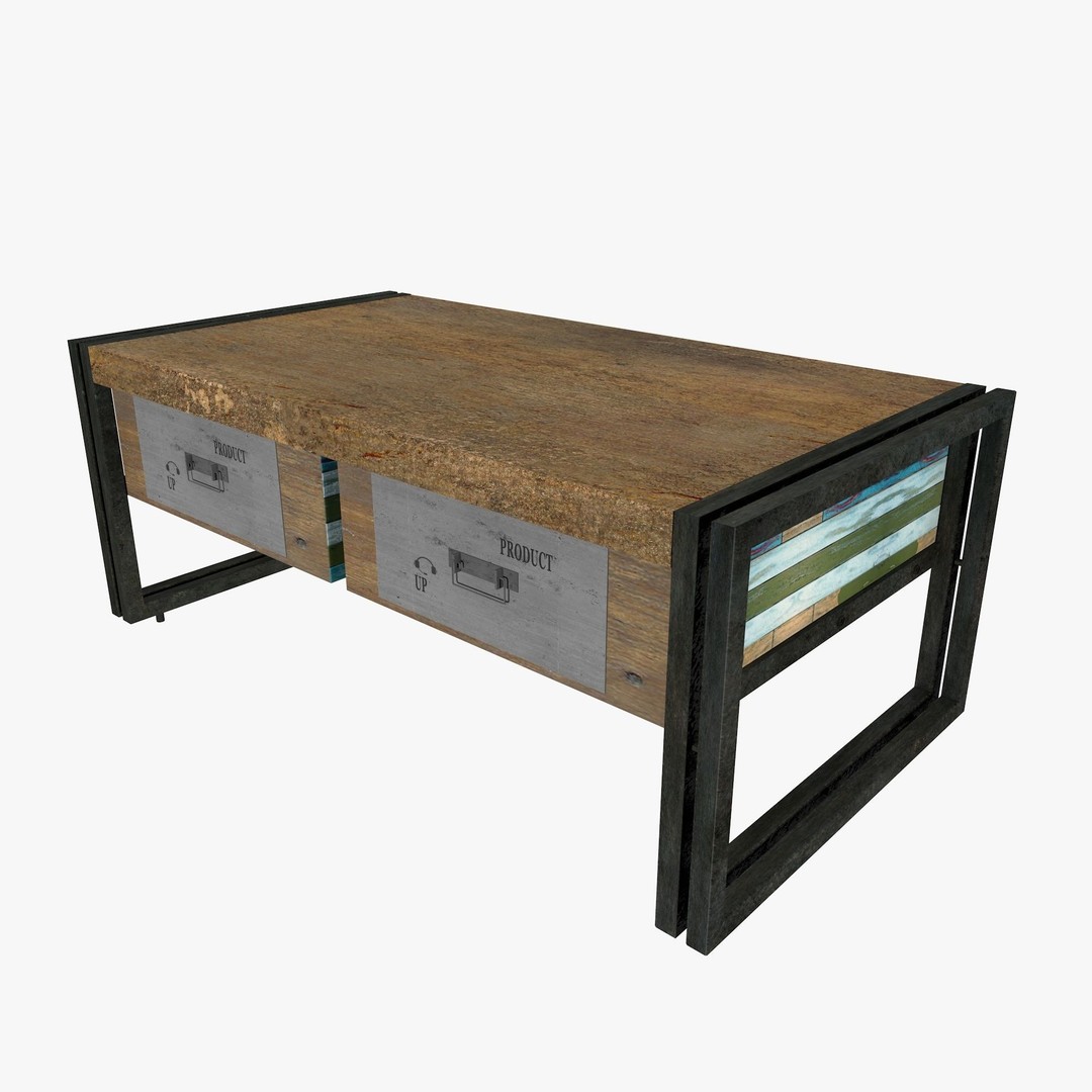 Loft Coffee Table 3D Model – Low Poly Furniture Asset, FBX, Blender - View 5