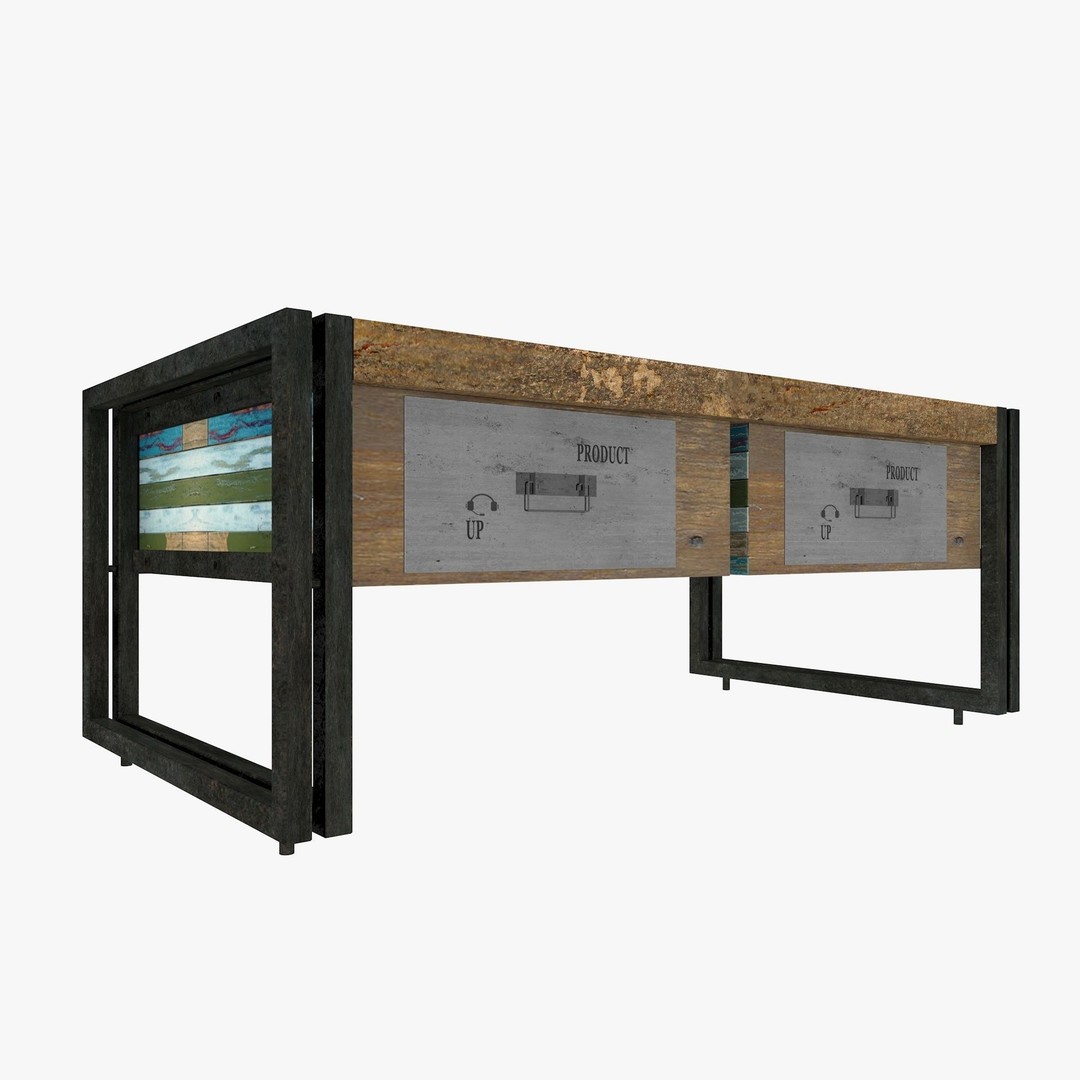 Loft Coffee Table 3D Model – Low Poly Furniture Asset, FBX, Blender - View 7