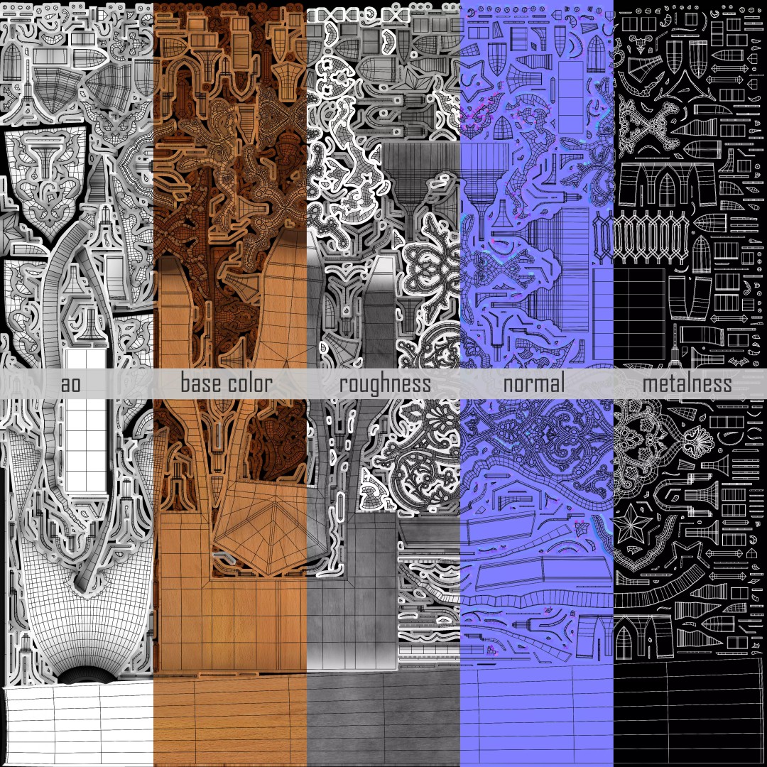 Eastern Column 3D Model – High Poly Architectural Decoration, FBX, OBJ