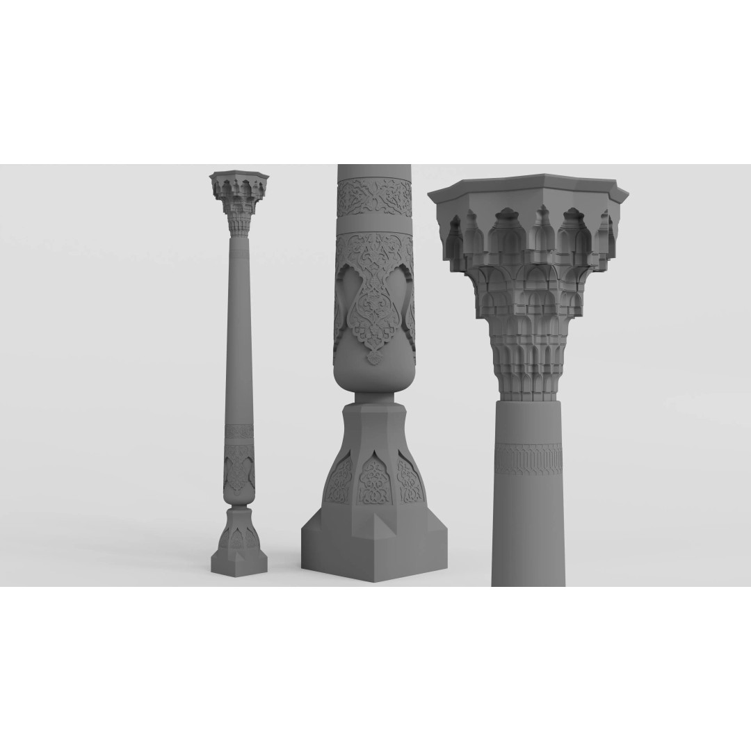 Eastern Column 3D Model – High Poly Architectural Decoration, FBX, OBJ - View 12