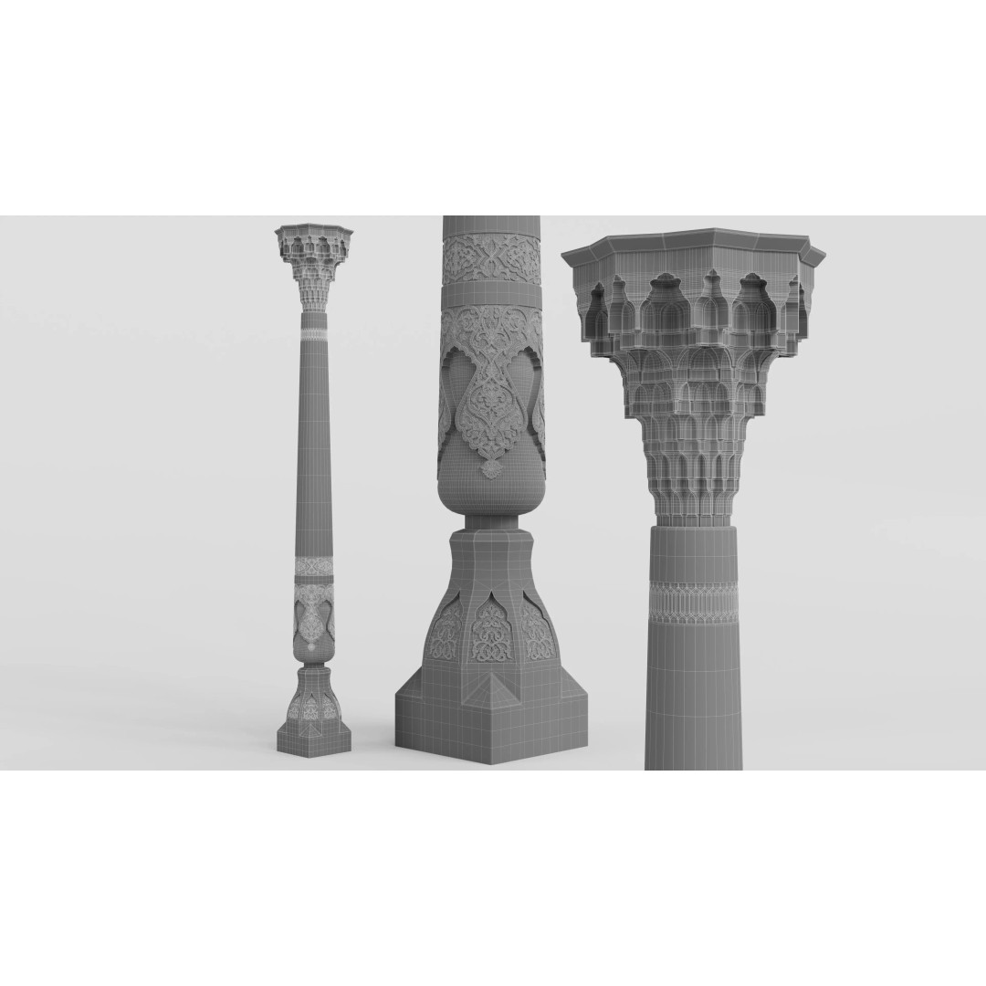 Eastern Column 3D Model – High Poly Architectural Decoration, FBX, OBJ - View 13