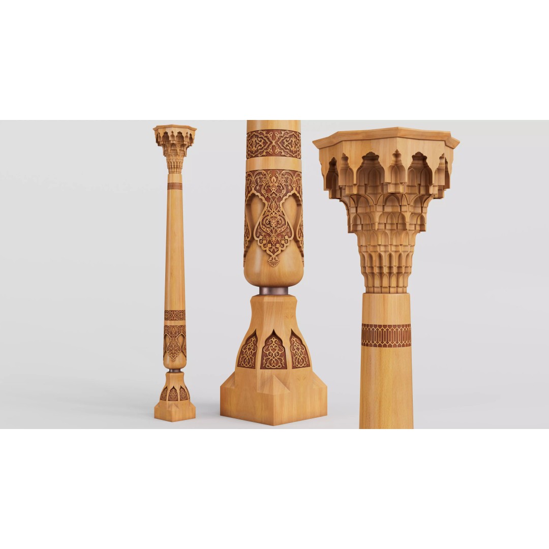 Eastern Column 3D Model – High Poly Architectural Decoration, FBX, OBJ - View 2
